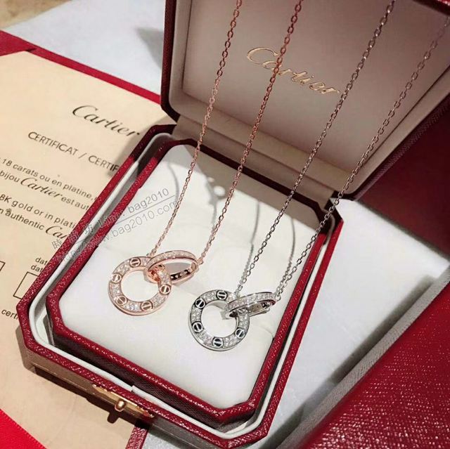 Cartier首飾 卡地亞經典LOVE系列 s925純銀 大雙環項鏈  zgk1342